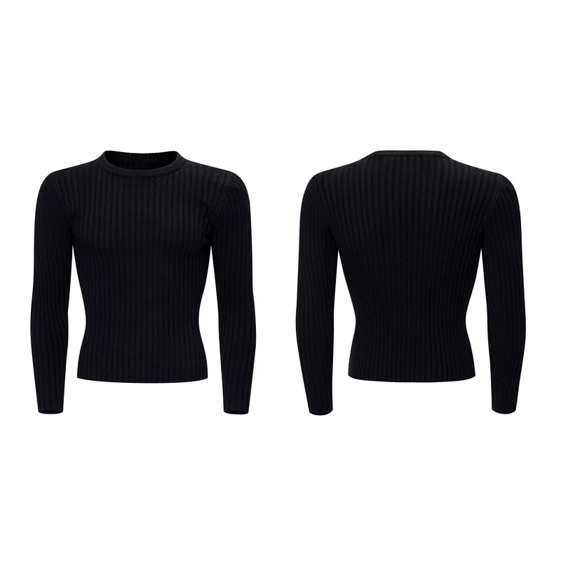 6106884982243,6106884982244,6106884982245,6106884982246, Ribbed Crew Neck Slim Fit Sweater