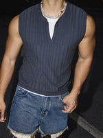 Ribbed Faux Two-Piece Sleeveless Vest 3