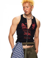 Ribbed Graphic Zip-Front Tank Top 4