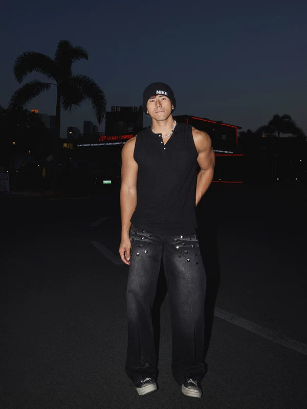 Ribbed Henley Slim Fit Tank Top 2