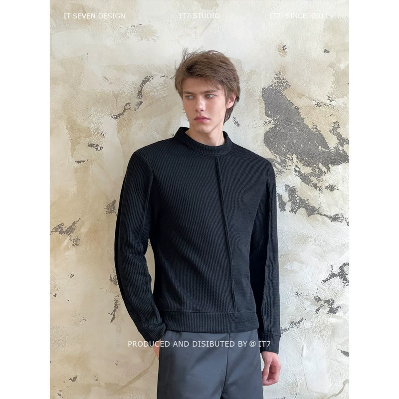 Ribbed Knit Crewneck Sweater 1