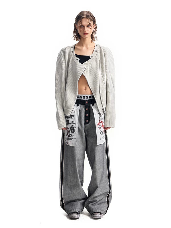Ribbed Knit Zipper Cardigan Sweater 5