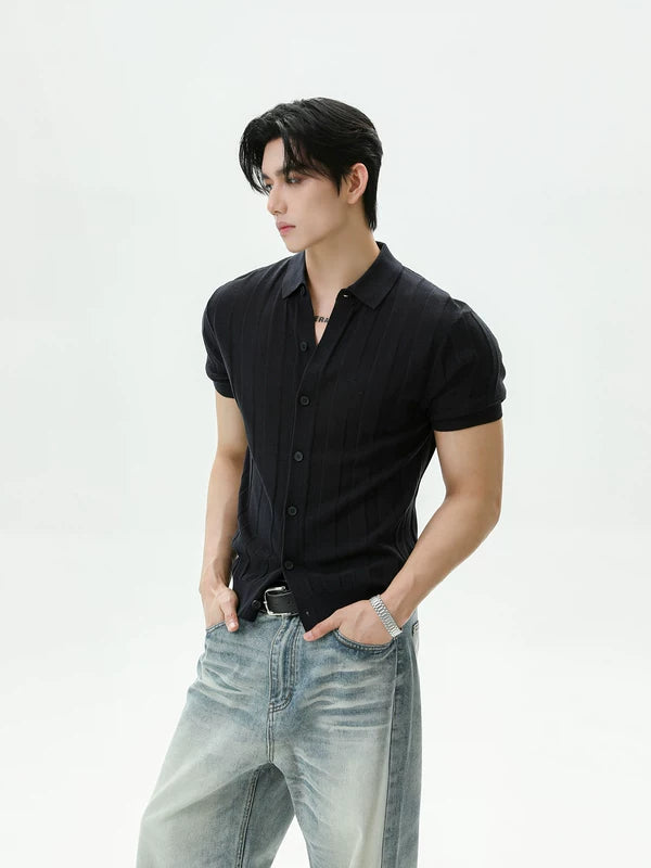 Ribbed Lyocell Knit Short-Sleeve Cardigan 2