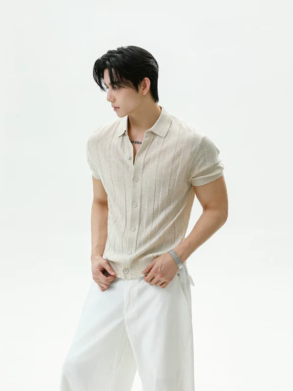 Ribbed Lyocell Knit Short-Sleeve Cardigan 3