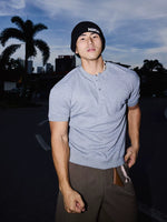 Ribbed Short-Sleeve Henley Shirt 1