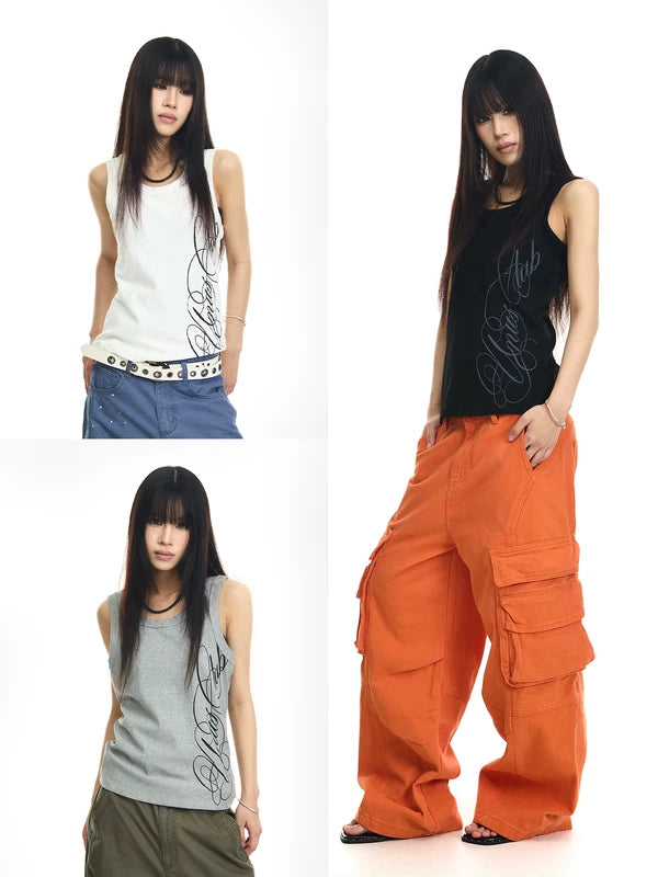 Ribbed Slim Fit Graphic Tank Top 1