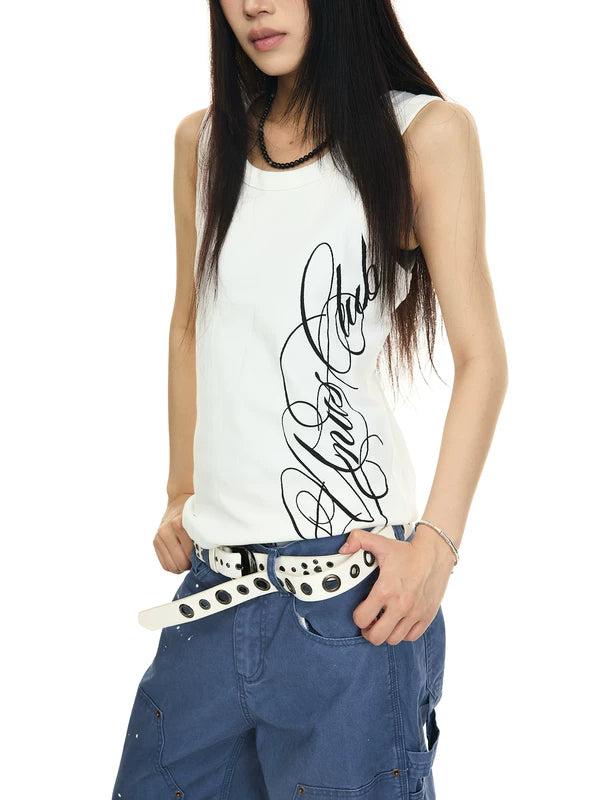 Ribbed Slim Fit Graphic Tank Top 3