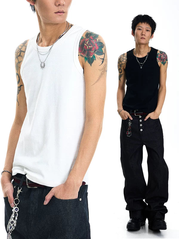 Ribbed Slim Fit Sleeveless Vest 1