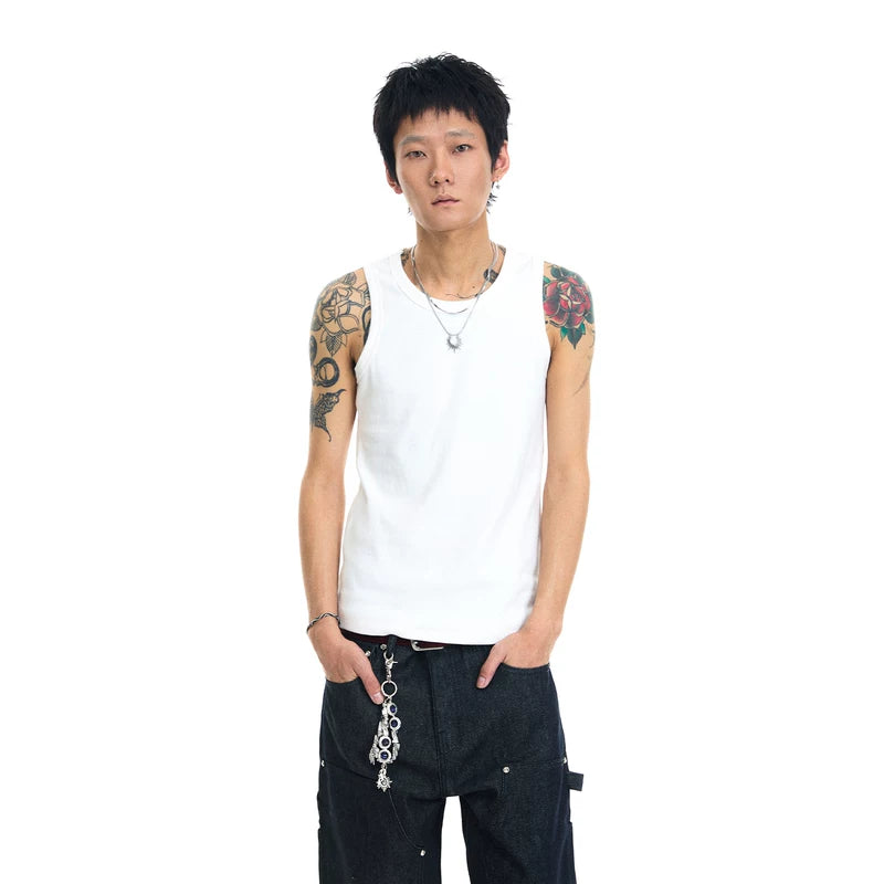 6235060742102,6235060742103,6235060742104,6235060742105, Ribbed Slim Fit Sleeveless Vest