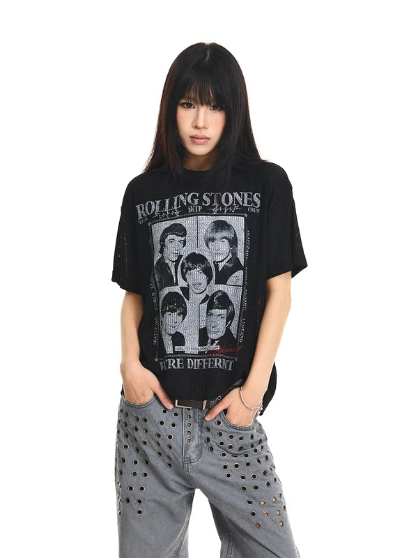 ,6248035463622,6248035463623,6248035463624,6248035463625, Ribbed Texture Graphic T-Shirt