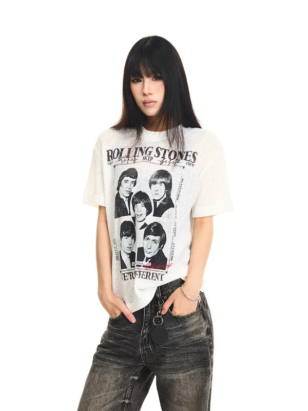 Ribbed Texture Graphic T-Shirt 3
