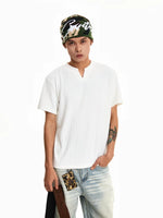 Ribbed V-Neck Short-Sleeve T-Shirt 2