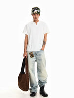 Ribbed V-Neck Short-Sleeve T-Shirt 5