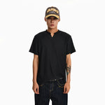 6206500911213,6206500911214,6206500911215,6206500911216, Ribbed V-Neck Short-Sleeve T-Shirt