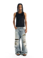 Ripped Camouflage Patchwork Wide Leg Jeans Pants 3