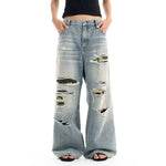 5919516244608,5919516244609,5919516244610,5919516244611, Ripped Camouflage Patchwork Wide Leg Jeans Pants