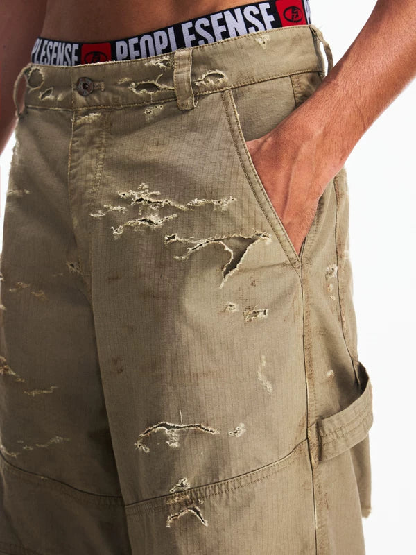 Ripped Loose Straight Leg Work Pants 4