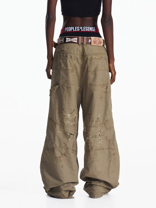 Ripped Loose Straight Leg Work Pants 5