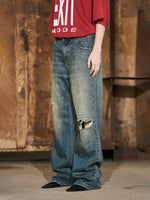 Ripped Straight-Leg Relaxed Fit Jeans Pants 2