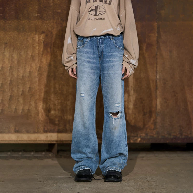 5383143657748,5383143657749,5383143657750,5383143657751, Ripped Straight-Leg Relaxed Fit Jeans Pants