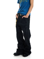 Riveted Flared Denim Pants 1