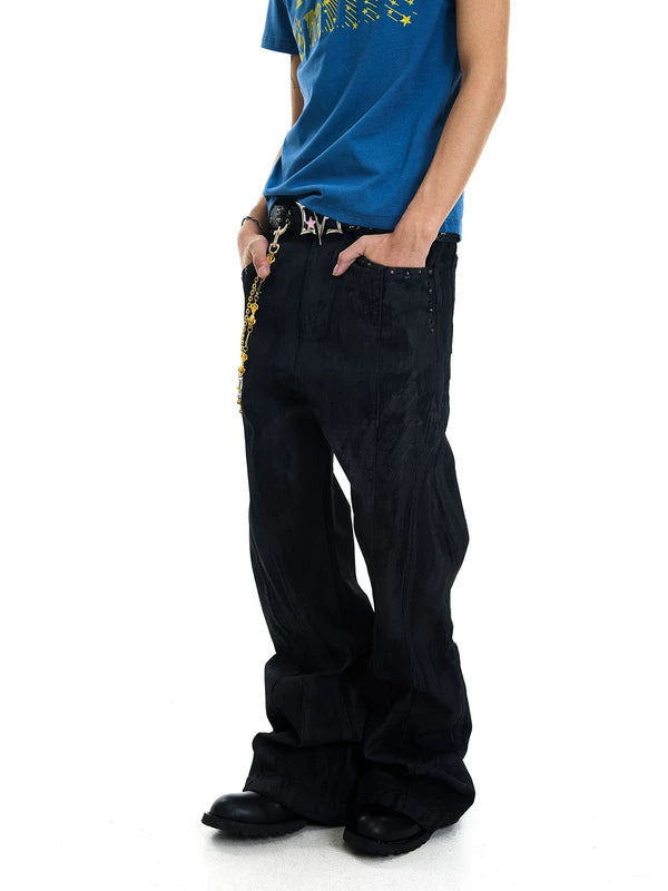 Riveted Flared Denim Pants 1