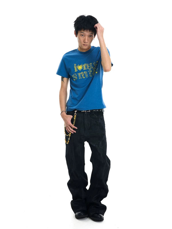 Riveted Flared Denim Pants 4