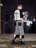 Rock Graffiti Print Patchwork Cotton T-Shirt 3