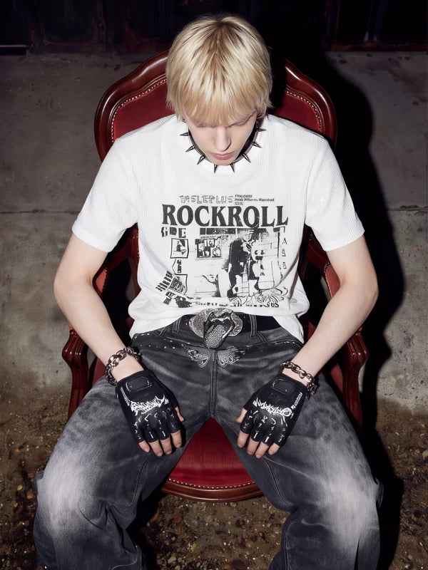 Rock Roll Graphic Sheer Short-Sleeve T-Shirt 1