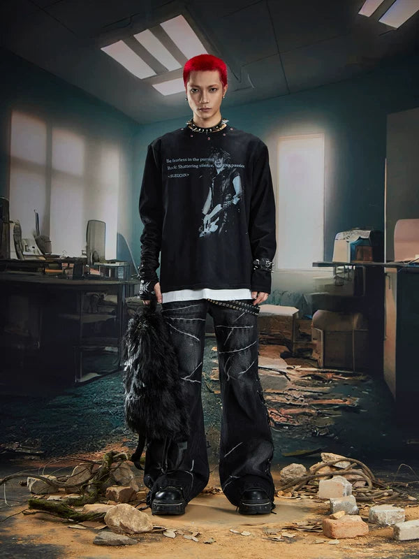Rock Slogan Graphic Long-Sleeve T-Shirt 4