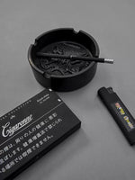 Round Ceramic Ashtray with Cigarette Holder 1