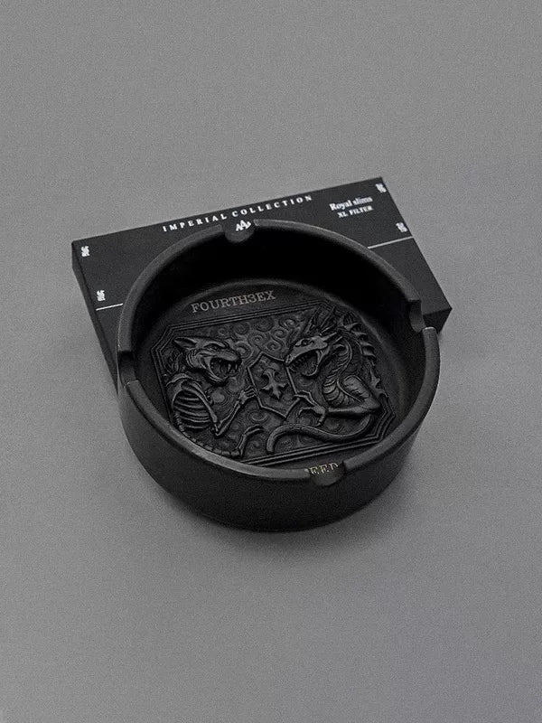 Round Ceramic Ashtray with Cigarette Holder 2