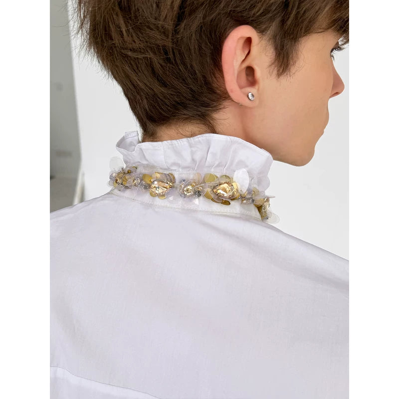 Ruffled Long-Sleeve Button-Down Shirt 2