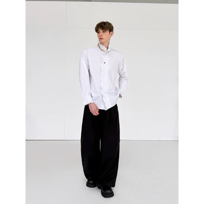 Ruffled Long-Sleeve Button-Down Shirt 5