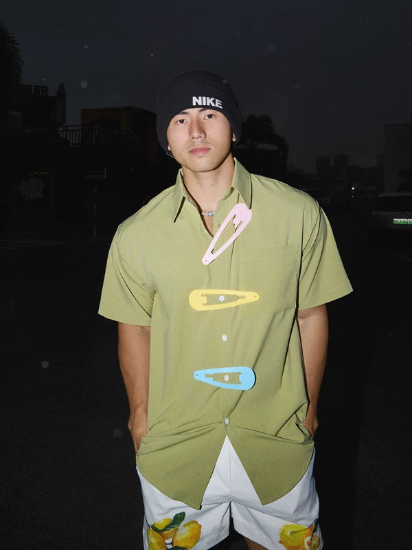 Safety Pin Detail Short Sleeve Shirt 2