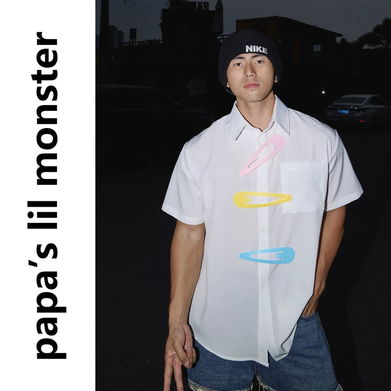 6254174138883,6254174138885,6254174138887, Safety Pin Detail Short Sleeve Shirt