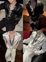 Satin Cross-Strap V-Neck Shirt 4