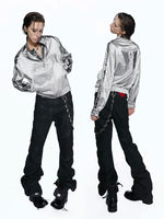 Satin Embroidered Wing Patchwork Bomber Jacket 5