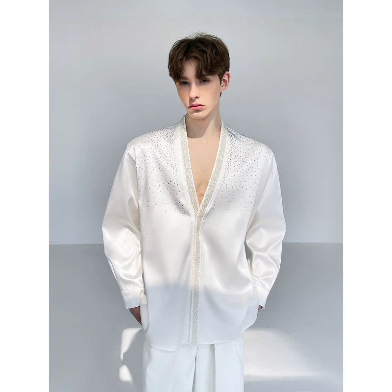 Satin Shirt with Rhinestone Embellishment 2