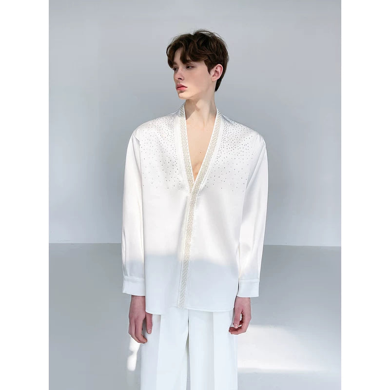 Satin Shirt with Rhinestone Embellishment 4