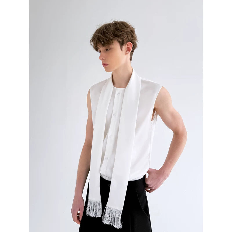 Satin Tassel Ribbon Sleeveless Vest 3