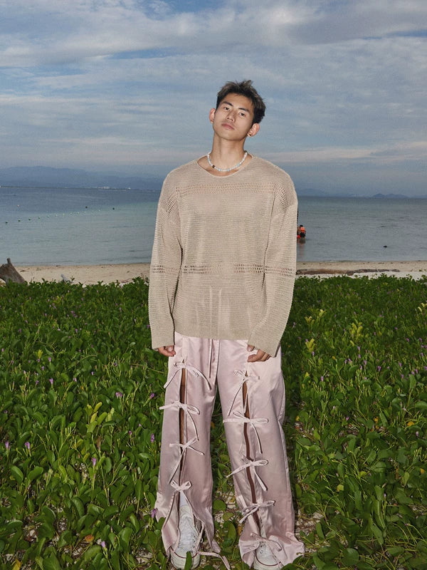 Satin Tie-Front Casual Pants 4
