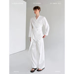 Satin Wrap Shirt and Pants Set 1