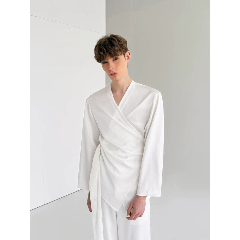 Satin Wrap Shirt and Pants Set 2