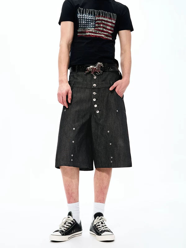 Selvedge Denim Embroidered Double Waist Pants 3