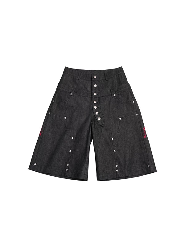Selvedge Denim Embroidered Double Waist Pants 5