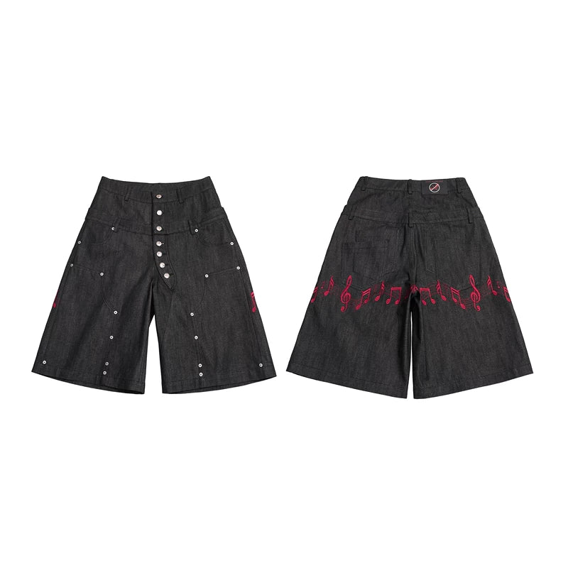 6244609235445,6244609235446,6244609235447,6244609235448, Selvedge Denim Embroidered Double Waist Pants