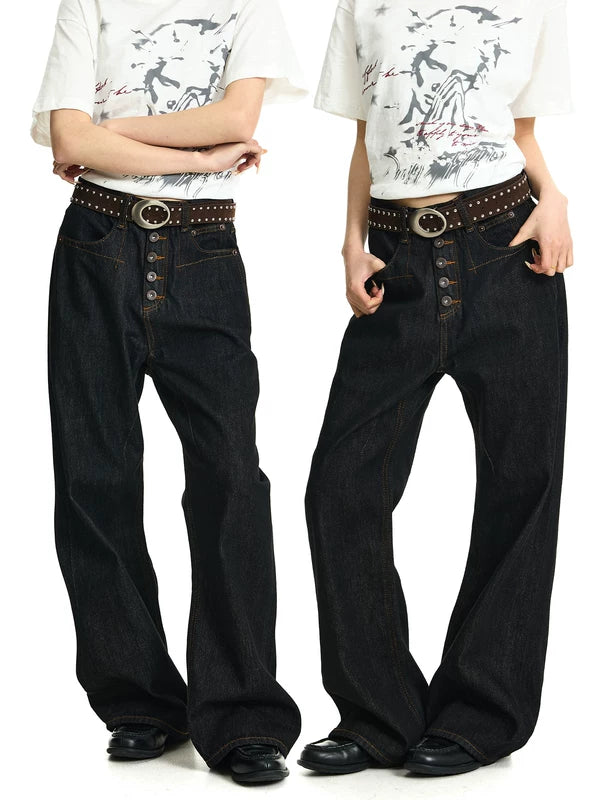Selvedge Denim Five-Button Wide Leg Pants 1