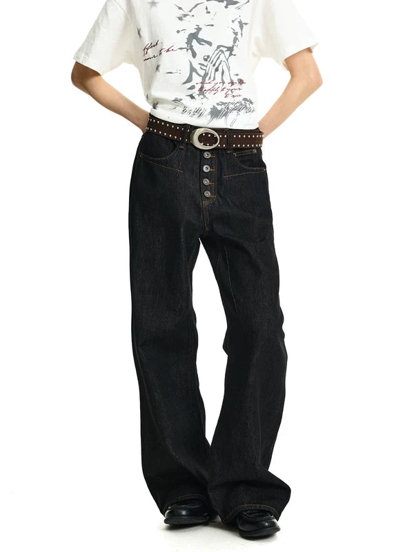 Selvedge Denim Five-Button Wide Leg Pants 2