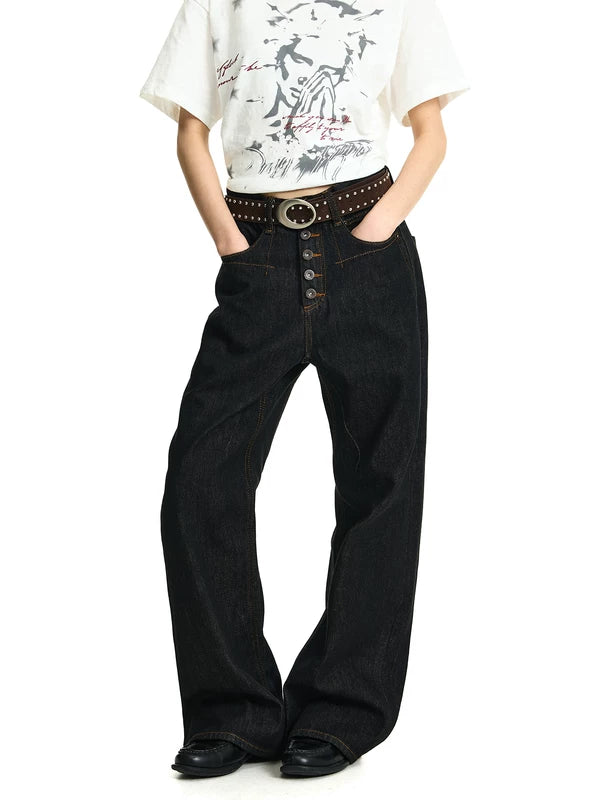 Selvedge Denim Five-Button Wide Leg Pants 3